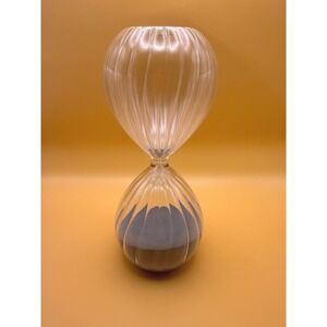 Blown Swirled Glass Hourglass 30 minute 8 inch Grey Sand Timer-Free Standing